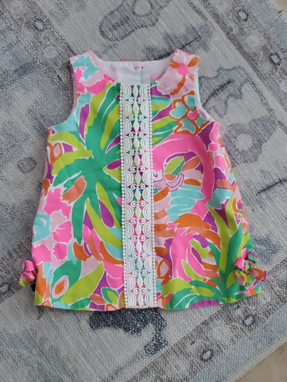 Lilly Pulitzer Baby Girls Pink Flamingo Shift Dress Multi Sz12-18m